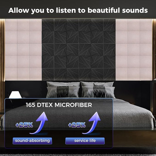 BSHEAD 15 pcs 165dtex Microfiber Acoustic Panels ,Self-Adhesive Soundproof Wall - Image 2