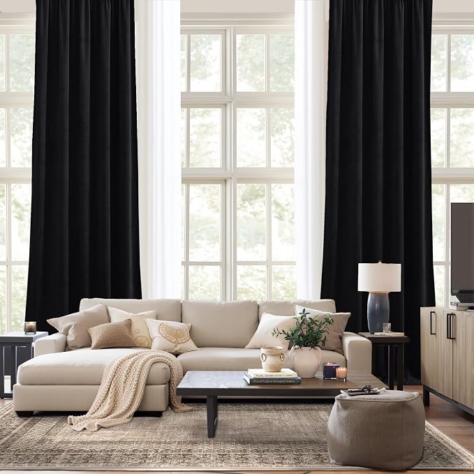 NICETOWN Black Out Velvet Curtains 108 inches Long Blackout - Image 9