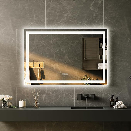 LED Bathroom Mirror 45 x 30 inch, Lighted Bathroom Vanity Mirror - Image 2