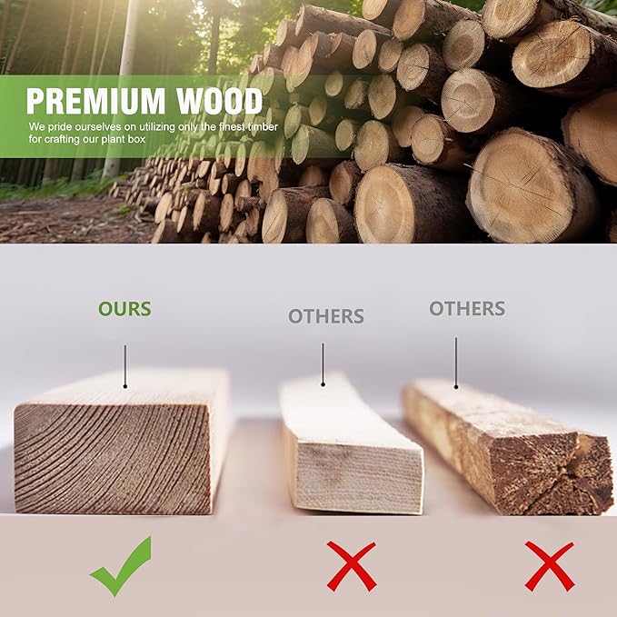 Wood Raised Garden Bed Outdoor Plant Box Planters for Outdoor 4X2X1.2 FT Plants with Galvanized Metal for Herbs Vegetables Flowers Great Patio Deck Balcony