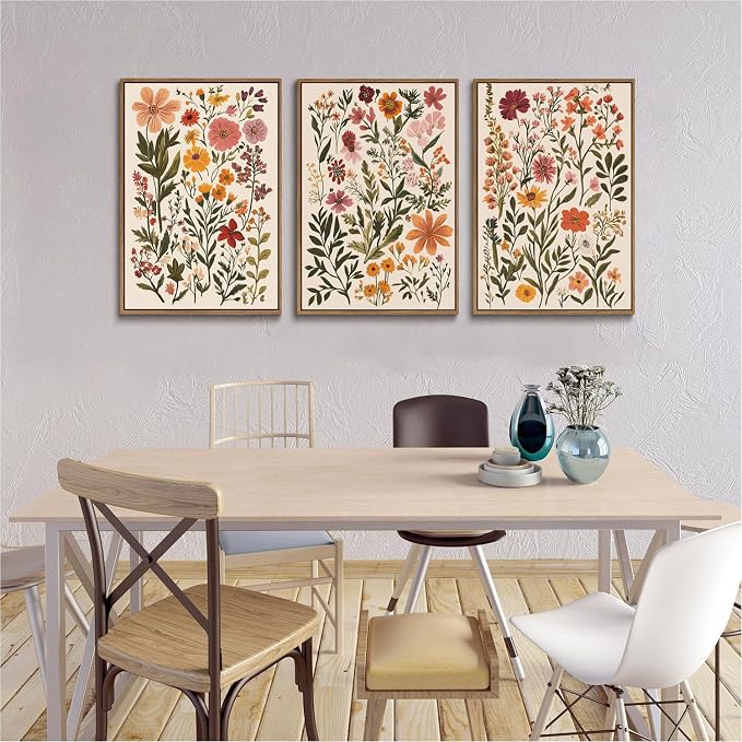 KISSFOX 3 Piece Boho Floral Canvas Wall Art - Image 7