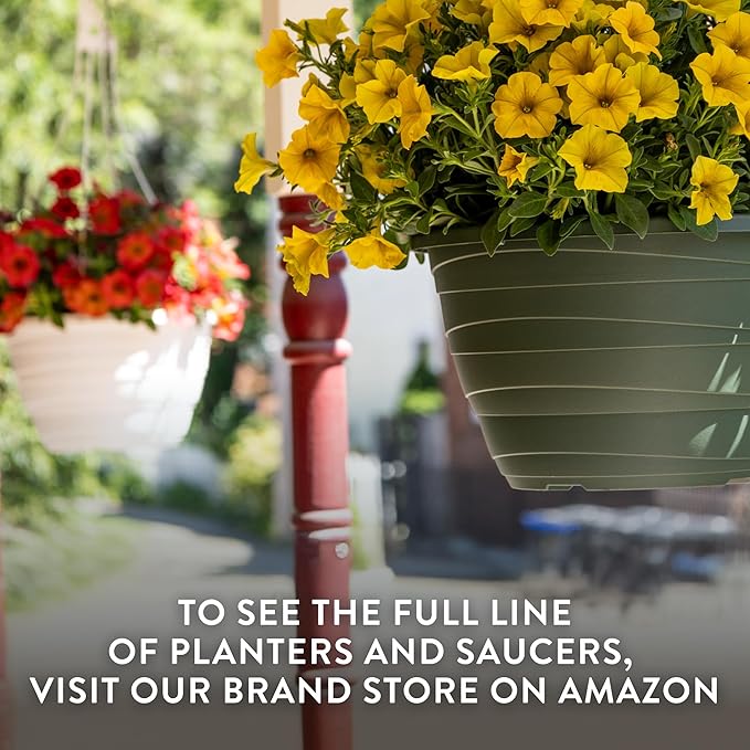 The HC Companies Wrapt Hanging Planters - Lightweight Plant Pot Hanger for Hanging Plants, Vegetables & Herbs - Outdoor & Indoor Hanging Basket for Plants (13" Pepperstone, Pack of 2)