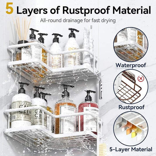 YASONIC Shower Caddy Corner, No Drilling Shower Organizer Corner - Image 2