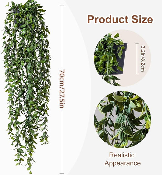 Artificial Hanging Plant 2 Pcs Faux Plant Ivy Vine Faux Eucalyptus Vines Fake - Image 2