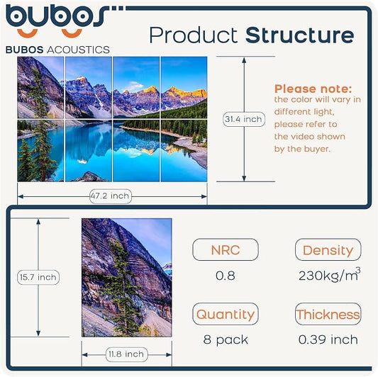 BUBOS 8 Pack Art Acoustic Panels, 47.2" x 31.4" Sound Absorbing Wall Decor - Image 2