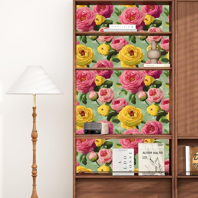 BOKEBEVE Colorful Floral Wallpaper Stick and Peel Vibrant Wall Paper Modern - Image 6