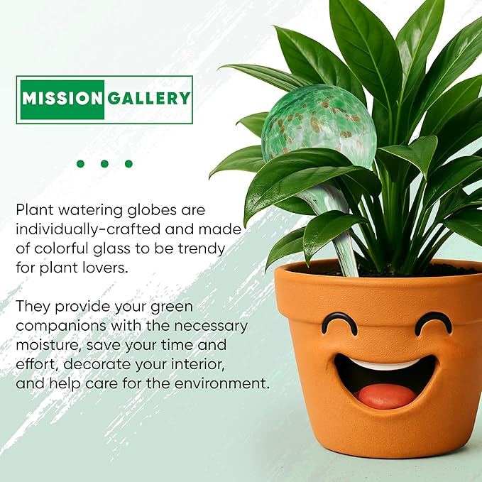 Plant Watering Globes Set of 6 - Small Self Watering Globes for Indoor & Outdoor Plants - Multicolored, Automatic, Glass Watering Bulbs for Daily Use, Plant Watering Devices