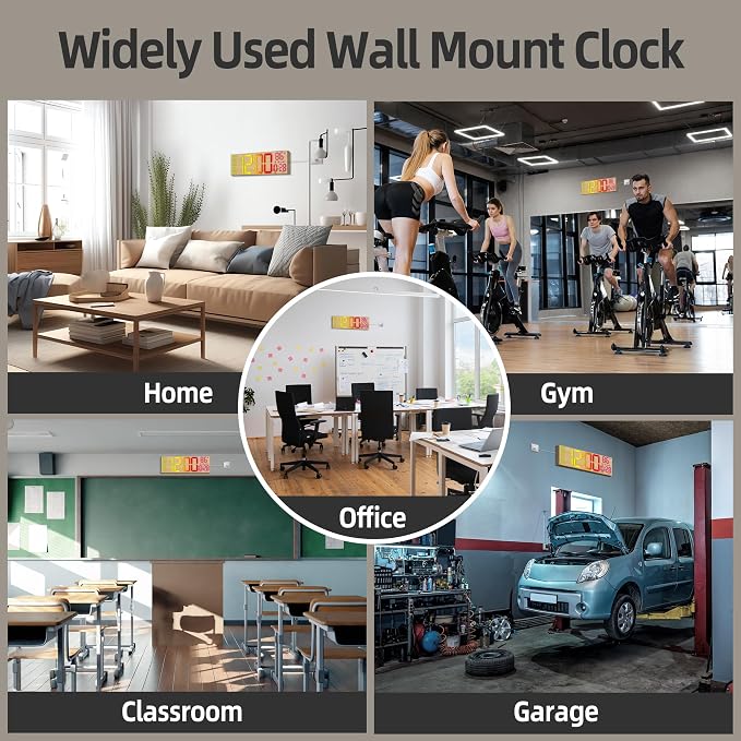 HAITANG 16.2" Large Digital Clock, 8 Colors Decorative Wood Wall Clock - Image 7