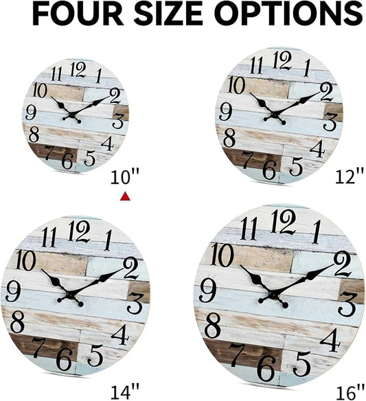 KECYET Wall Clock Battery Operated 10 Inch Silent Non-Ticking Coastal Country - Image 2