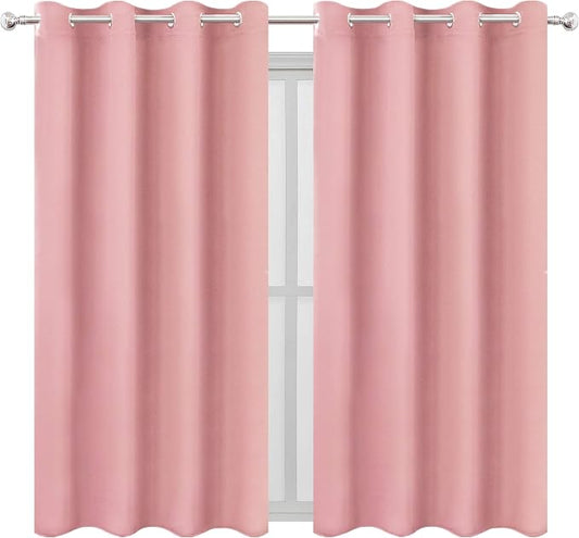 LEMOMO Blackout Curtains 52 x 63 inch/Pink Curtains Set of 2 Panels/Thermal - Image 2