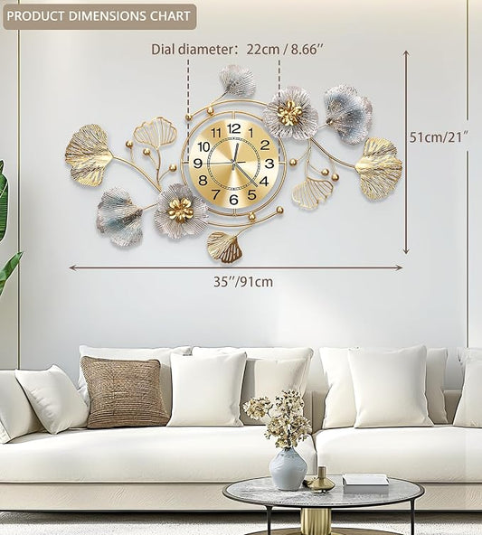 Clocks for Living Room, Large Wall Clock, 3D Silent Wall Clock, Retro Metal - Image 2