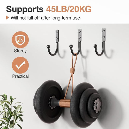 10 Pack Wall Hooks,Metal Hooks Hold up to 45 Lbs,Hooks Wall Mount - Image 2