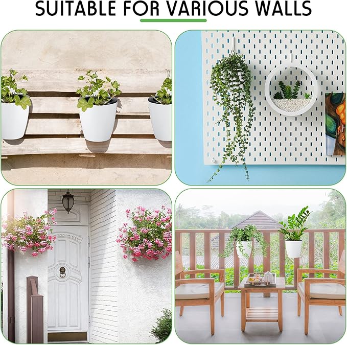 Yungyan 10 Sets 5" Self Watering Hanging Planter White Lazy Flower Pots Plastic - Image 6