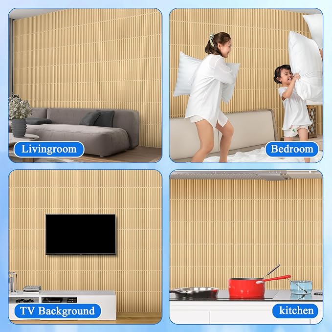 Nuanchu 60 Pcs 3D Slat Wall Panels, Paintable Waterproof Textured Tiles - Image 7