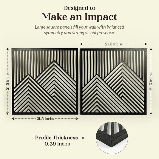 River's Edge Essentials Wood Mountain Wall Decor – Set of 2 Modern Wood Wall Art - Image 2