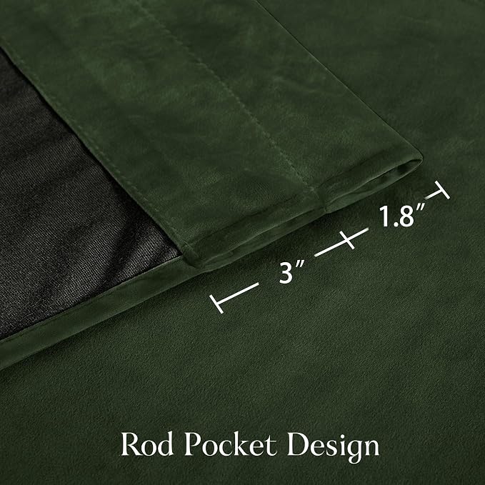 NICETOWN Olive Green 63 inch Long Velvet Curtains - Image 8