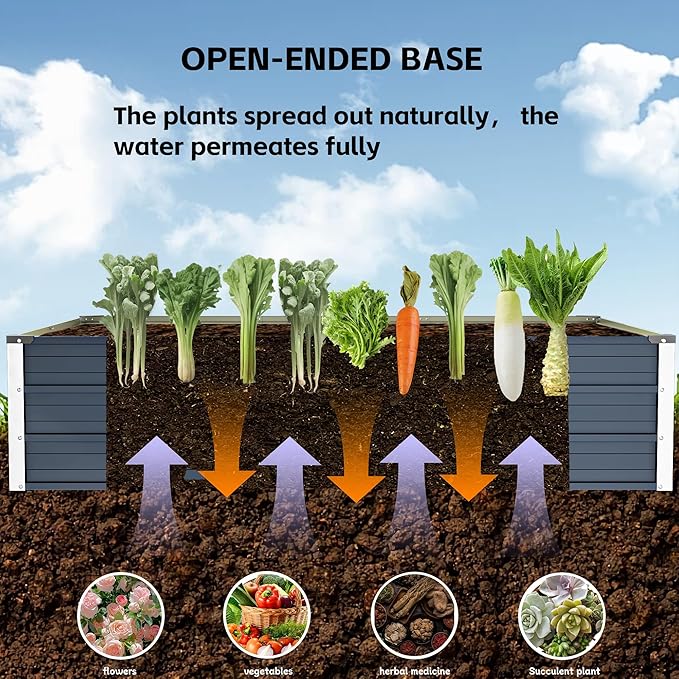 Galvanized Raised Garden Bed 4x2x1.3ft, Metal Garden Bed for Outdoor Gardening, Durable Rust-Proof Metal Raised Garden Bed for Vegetables, Fruits, Flowers & Herbs