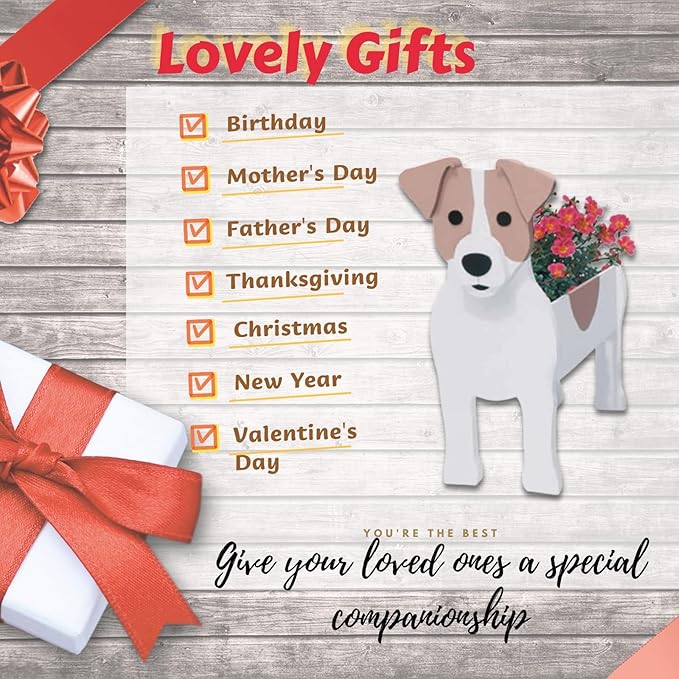 Jack Russell Dog Planter Plant Pots,Cute Garden Dog Flower Planter,Dog Planters Birthday Gifts for Women,Office,Indoor/Outdoor Decor(9.45 * 6.97 * 12.2in)