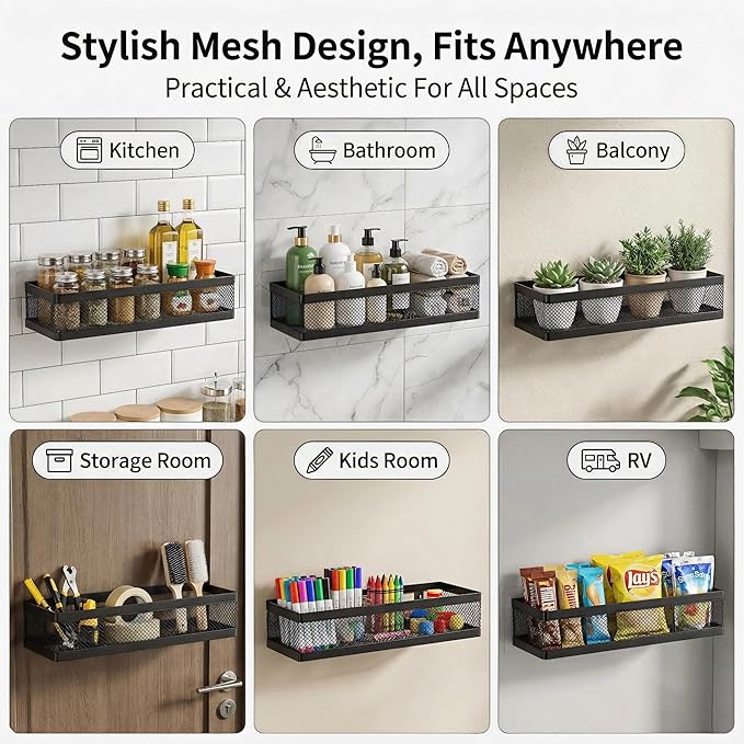 PUSDON 5-in-1 16.5" Extra Long Slim Wall Mount Wrapped Mesh Kitchen Organizer & - Image 7