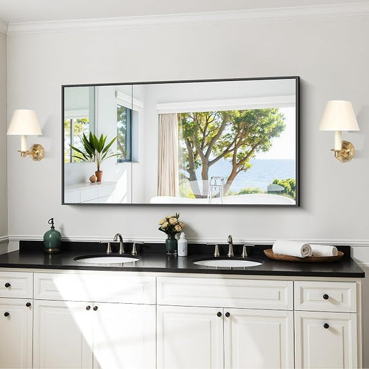 KOCUUY Black Bathroom Mirror, 24x48 Inch Rectangle Mirror - Image 2