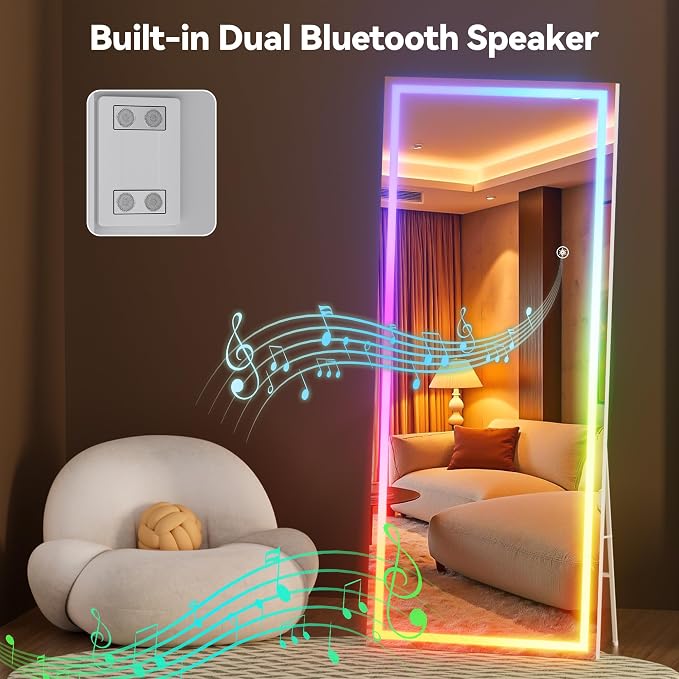 Hasipu 56"x16" LED RGB Bluetooth Full Length Mirror - Image 9