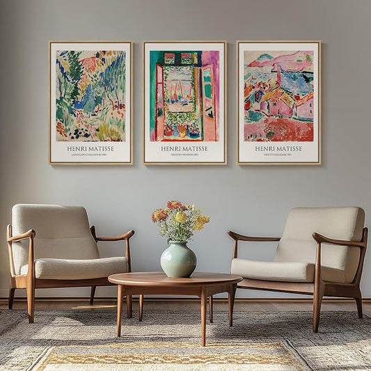 Large Framed Matisse Wall Art for Living room, 3 Piece Colorful Abstract Canvas - Image 2