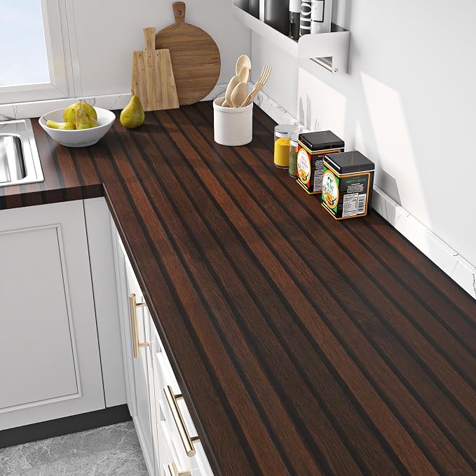 FunStick Brown Slats Wood Wallpaper Peel and Stick Removable Walnut Wood - Image 8
