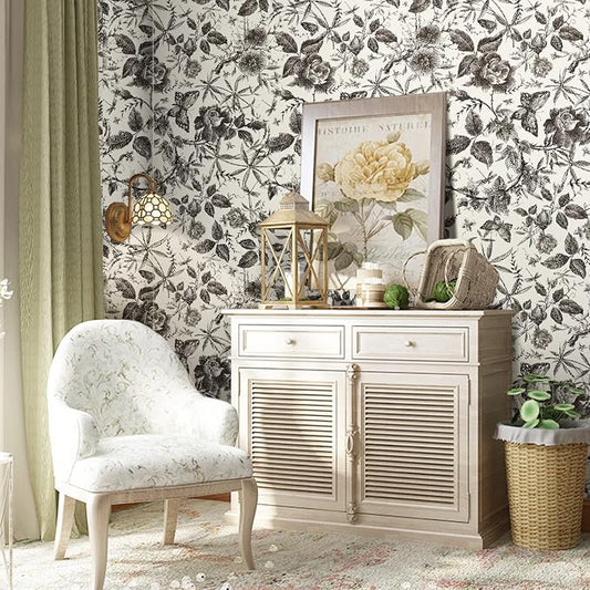 JiffDiff Vintage Peel and Stick Wall Stick,Champagne Wallpaper Rose Removable - Image 2