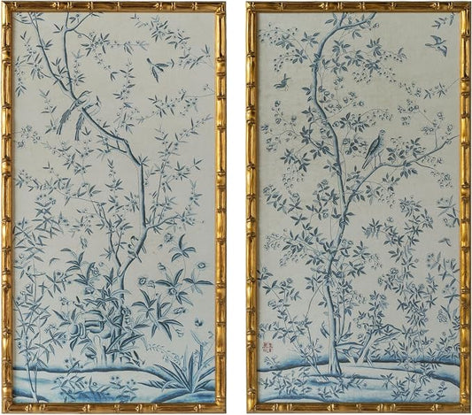HongFengtang Chinese Rice Paper Print China Flower And Bird Bamboo Frame 19.5 X - Image 2
