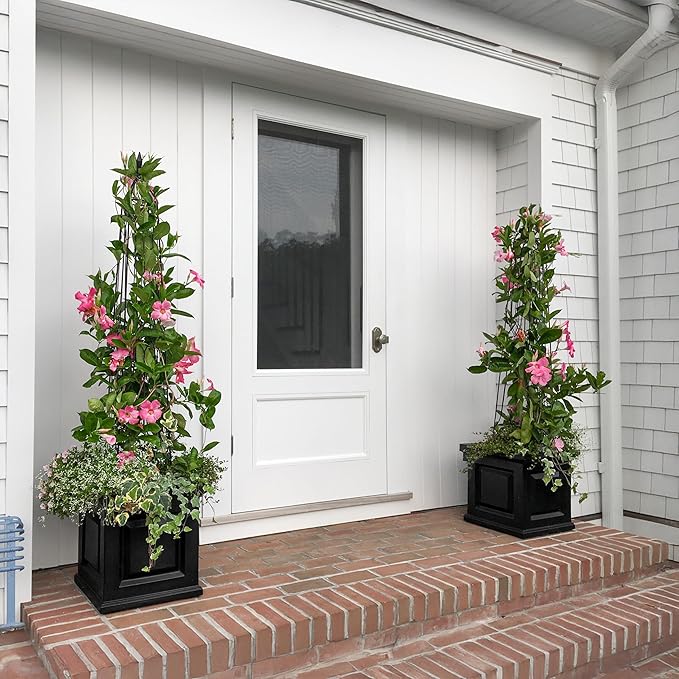 Mayne Nantucket 16-Inch Square Planter, 2-Pack – Self-Watering, Weather-Resistant Planter for Flowers – Durable Outdoor Design for Patio, Porch, or Entryway