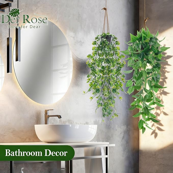 Der Rose 8Pcs Fake Plants Hanging Artificial Ivy Vine Faux Eucalyptus Hanging - Image 6