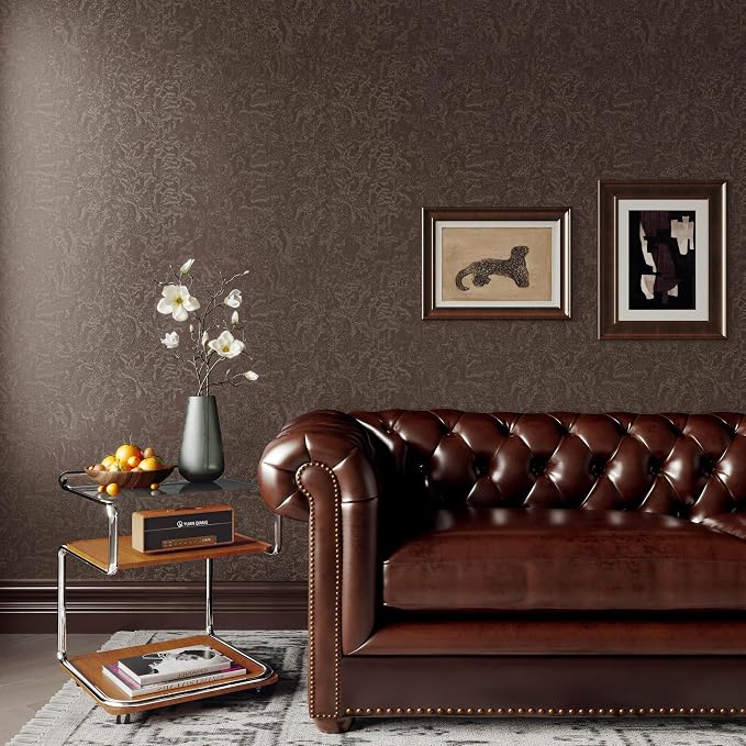 Abyssaly Brown Peel and Stick Wallpaper Vintage Embossed Floral Contact Paper - Image 9