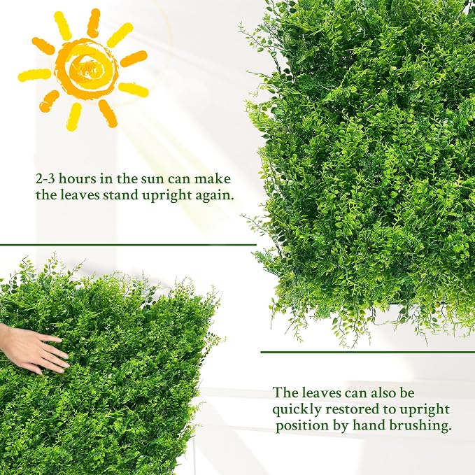 ODTORY Artificial Plants Hedge Wall Panels:20x20 Inch 12P UV-Anti Greenery - Image 7
