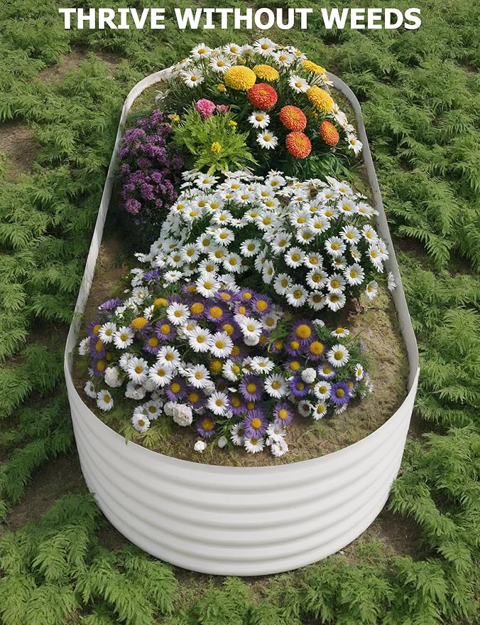 2 Pcs Raised Garden Beds Outdoor 8x4x1.5ft - Galvanized Steel Planter Box for Vegetables, Flowers, Rust-Resistant Garden Box, Easy Assembly Raised Beds, Durable Planters for Outdoor Plants, Beige