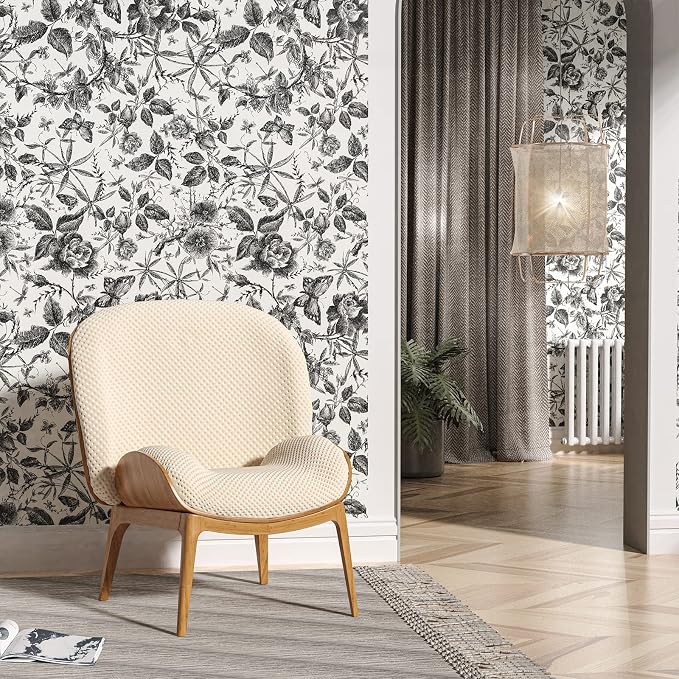 JiffDiff Floral Vintage Wallpaper Peel and Stick,Rose Wallpaper Removable Vinyl - Image 7