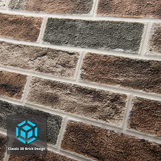 Art3d 10-Pack 52.5 Sq.Ft Faux Brick 3D Wall Panels Peel and Stick in Gray Brown - Image 9