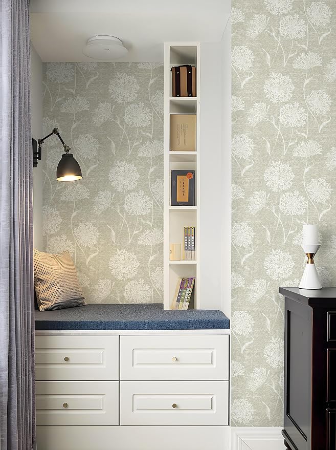 Safiyya Peel and Stick Wallpaper Floral Contact Paper Grasscloth Wall Paper - Image 6
