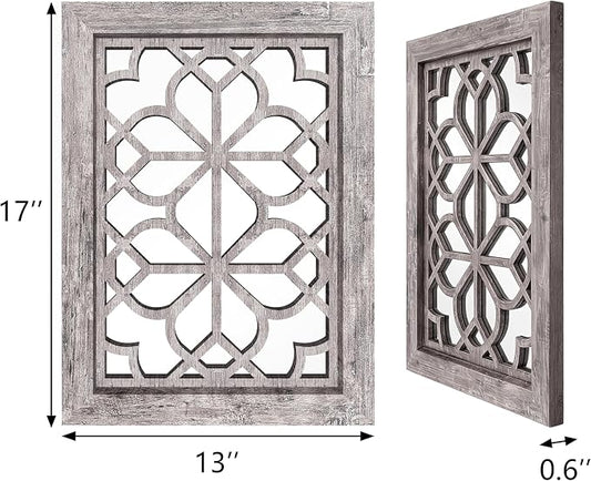 Set of 2 13x17 Inch Rectangular Shatterproof Decorative Wall Mirrors, Boho - Image 2