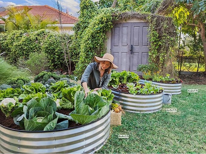 Galvanized Raised Garden Beds Outdoor // 8×4×1 ft (2-Pack) Planter Raised Beds for Gardening, Vegetables, Flowers // Large Metal Garden Box // Patented Tool-Free Design (Silver)