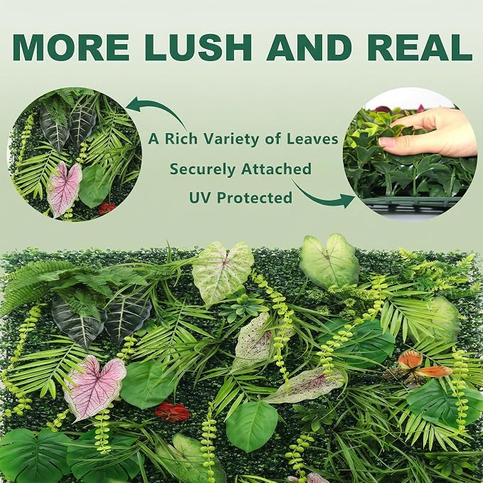 Artificial Grass Wall Panels, UV-Anti Fake Greenery Plant Boxwood Panels - Image 6