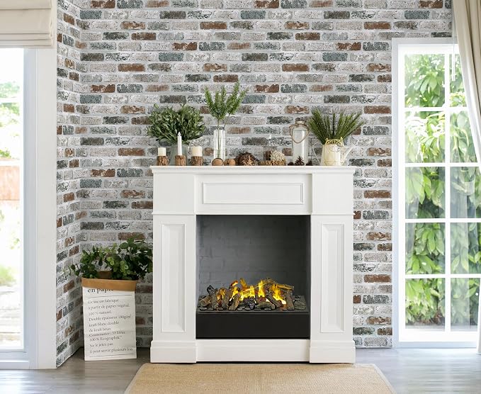 Guvana 17.3"×472.4" Brick Peel and Stick Wallpaper Red/Blue/Grey Brick Contact - Image 6
