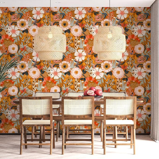 HAOKHOME Boho Peel and Stick Wallpaper Floral Wall Paper Removable - Image 2