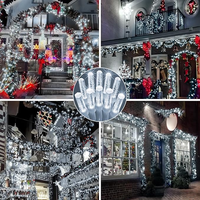 Heceltt 1600 LED 630 FT String Lights Outdoor, 8 Modes Cool White Christmas Lights Plug in, Waterproof Led Lights with Timer and Memory String Lights for Xmas Holiday Wedding Decorations