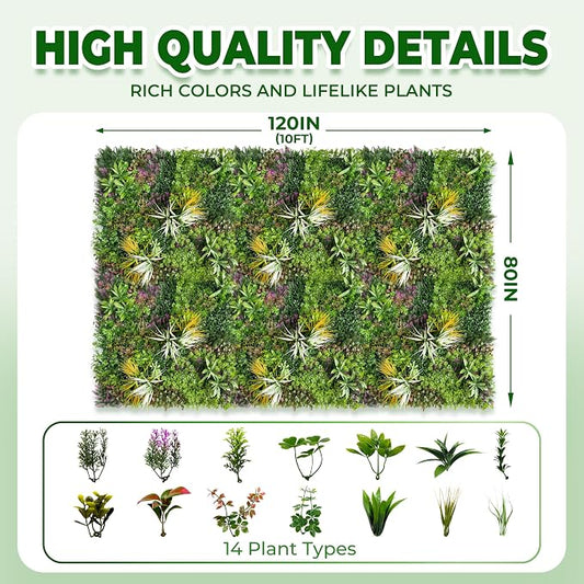 Artificial Grass Wall Roll Panels: 80''x120''Boxwood Hedge Panels, UV-Anti - Image 2