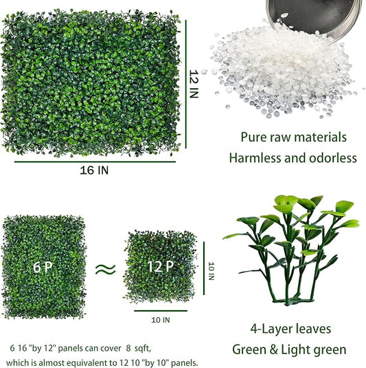 ODTORY Artificial Grass Wall Panels:16" X 12" 6P UV-Anti Greenery Boxwood - Image 2