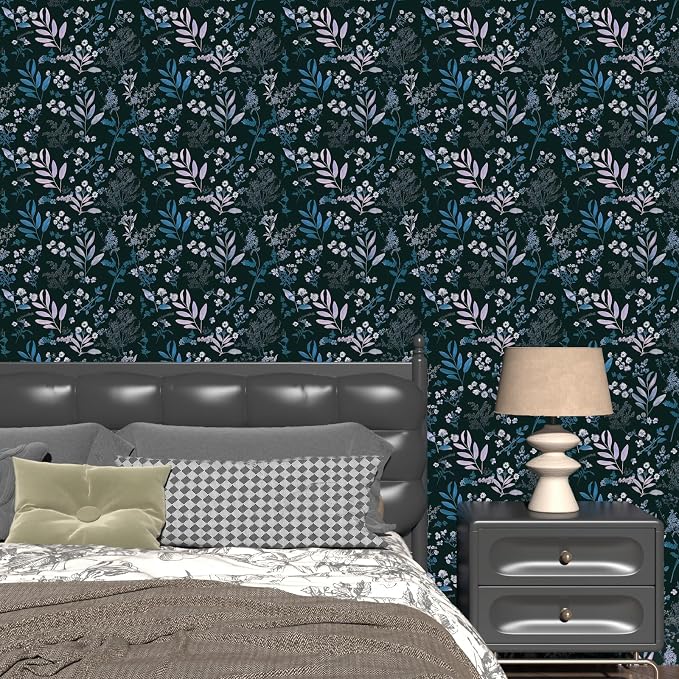 Laatse Vintage Wallpaper Peel and Stick Dark Floral Wallpaper 17.5'' x 393'' - Image 6