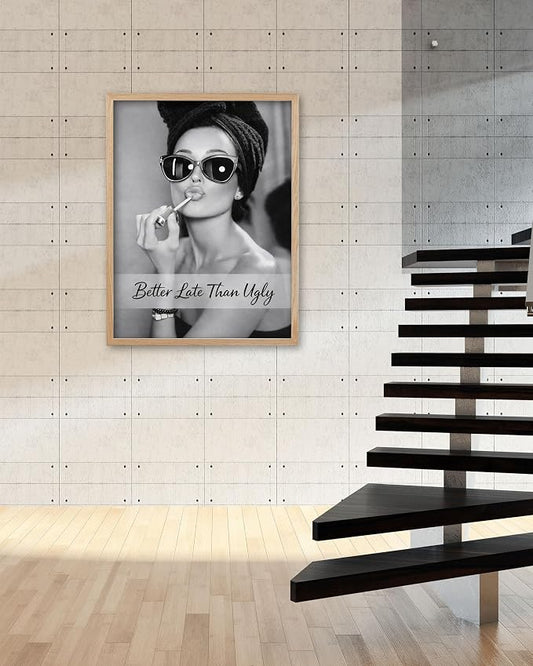 iHery Unframed 12x16 in Audrey Hepburn Vintage Makeup Canvas Print, Better Late - Image 2