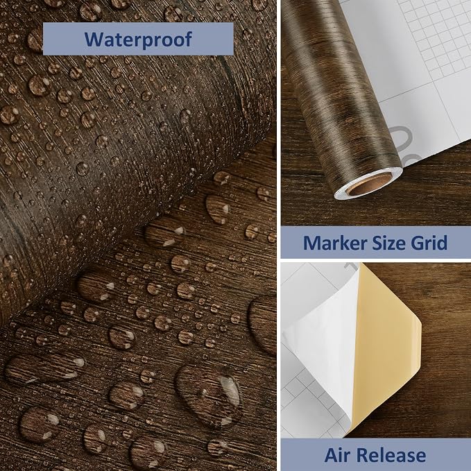 WESTICK 24"x394" Large Brown Wood Contact Paper Kitchen Countertop Peel and - Image 7