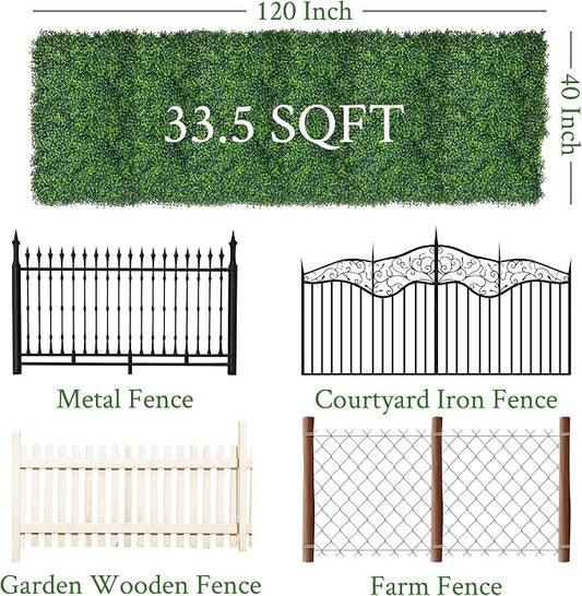Artificial Ivy Privacy Fence Screen: 120"x 40" UV-Anti Faux Boxwood Roll Grass - Image 2