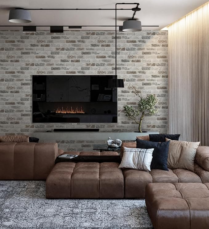 Guvana 17.3"×472.4" Brick Peel and Stick Wallpaper Brown/Grey Contact Paper - Image 6